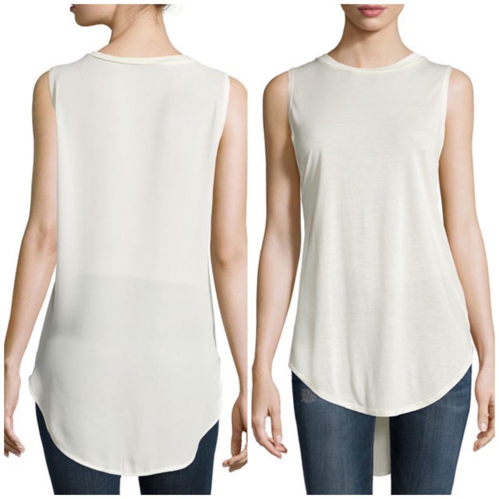 Haute Hippie Crewneck High-Low Tank in Swan